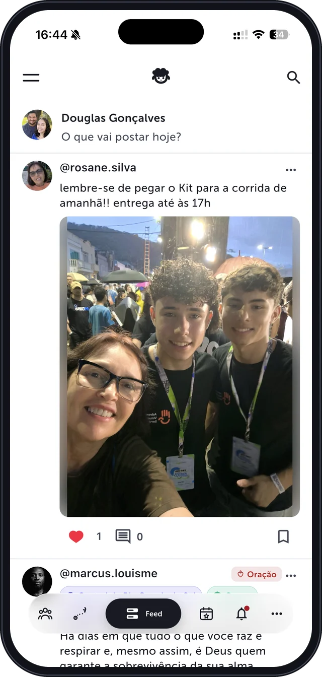 Feed do MRNT com publicações e fotos da comunidade